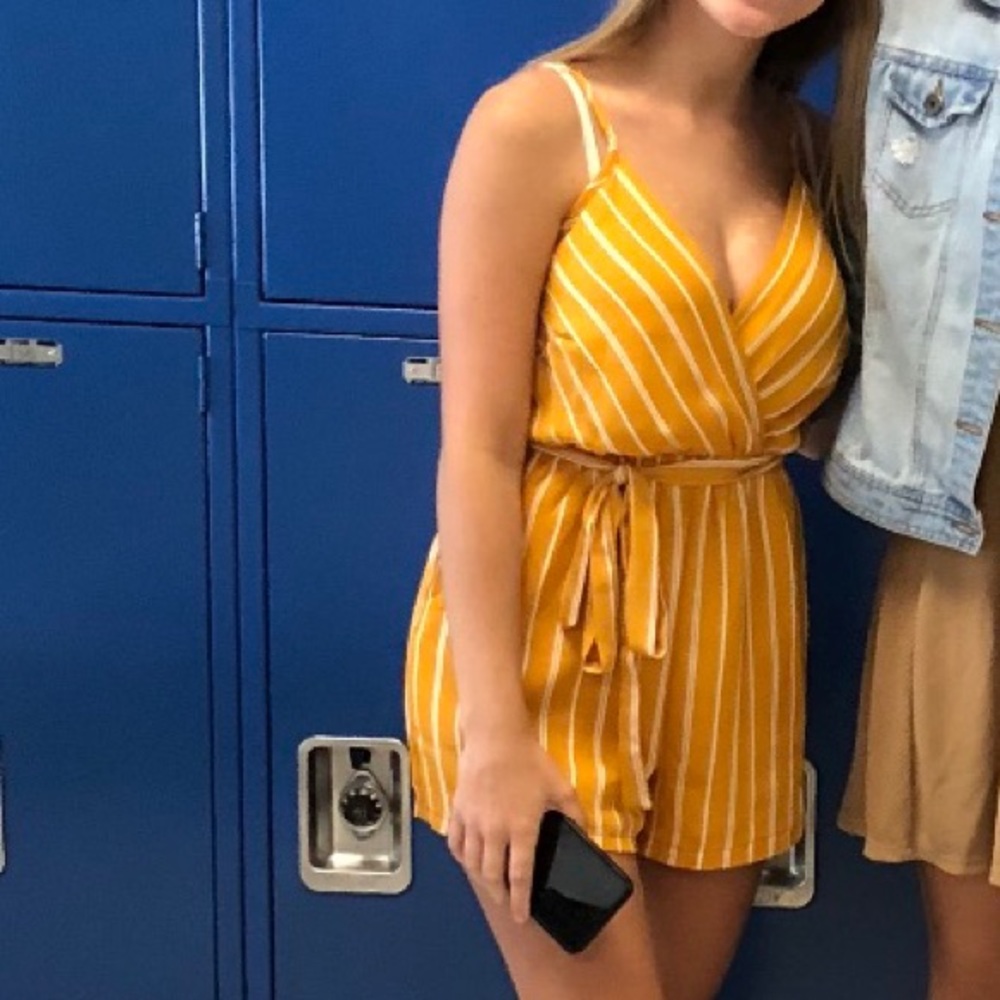 Yellow and white romper for sale! Worn ONCE!